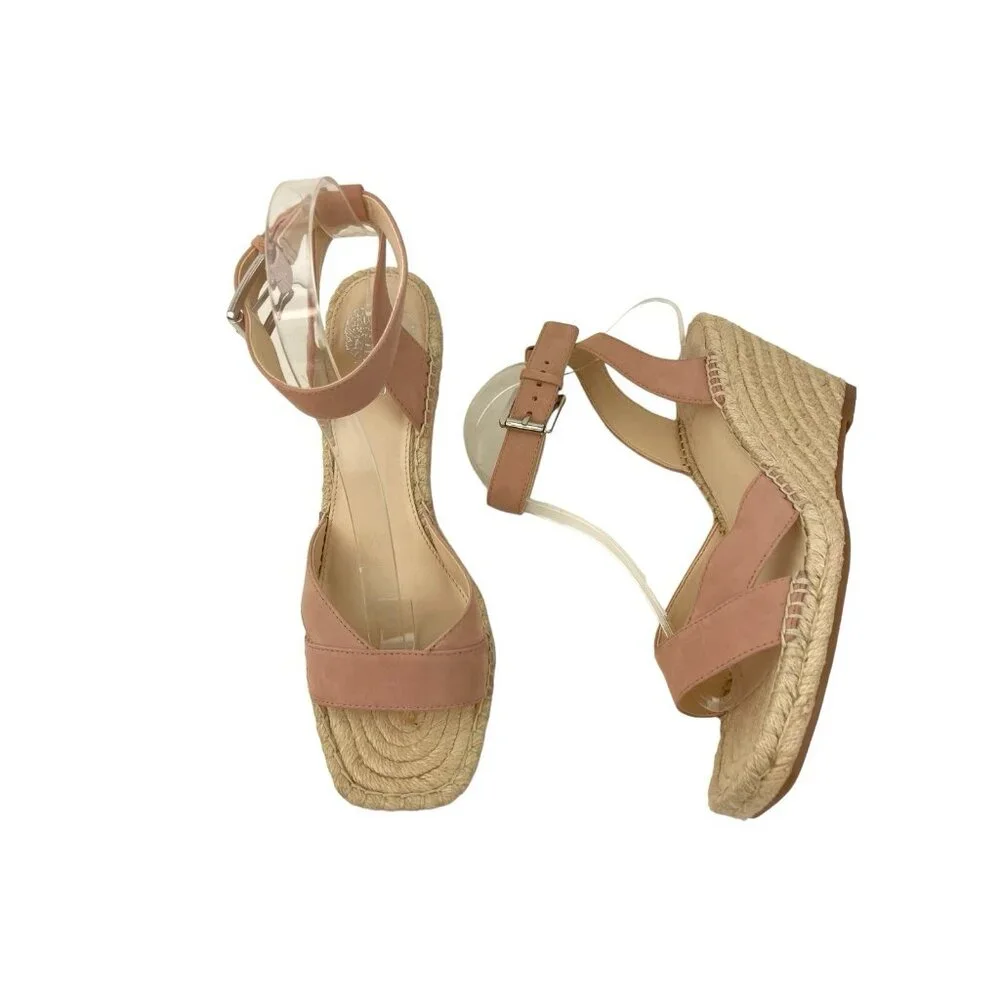 *Vince Camuto Meehan Espadrille Wedge Heel Sandals Womens 9 Blush Pink Festival